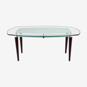 Table de salle à manger et six chaises en acajou - design italien des années 60