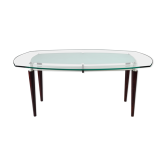 Table de salle à manger et six chaises en acajou - design italien des années 60