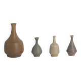Small Mid-Century Scandinavian Modern Collectible Brown Stoneware Vases by Gunnar Borg, Set of 4