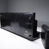 Rare Vintage Gradual lounge sofa in black leather by Cini Boeri for Knoll