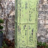 Antique Parisian bonnet wardrobe with khaki patina