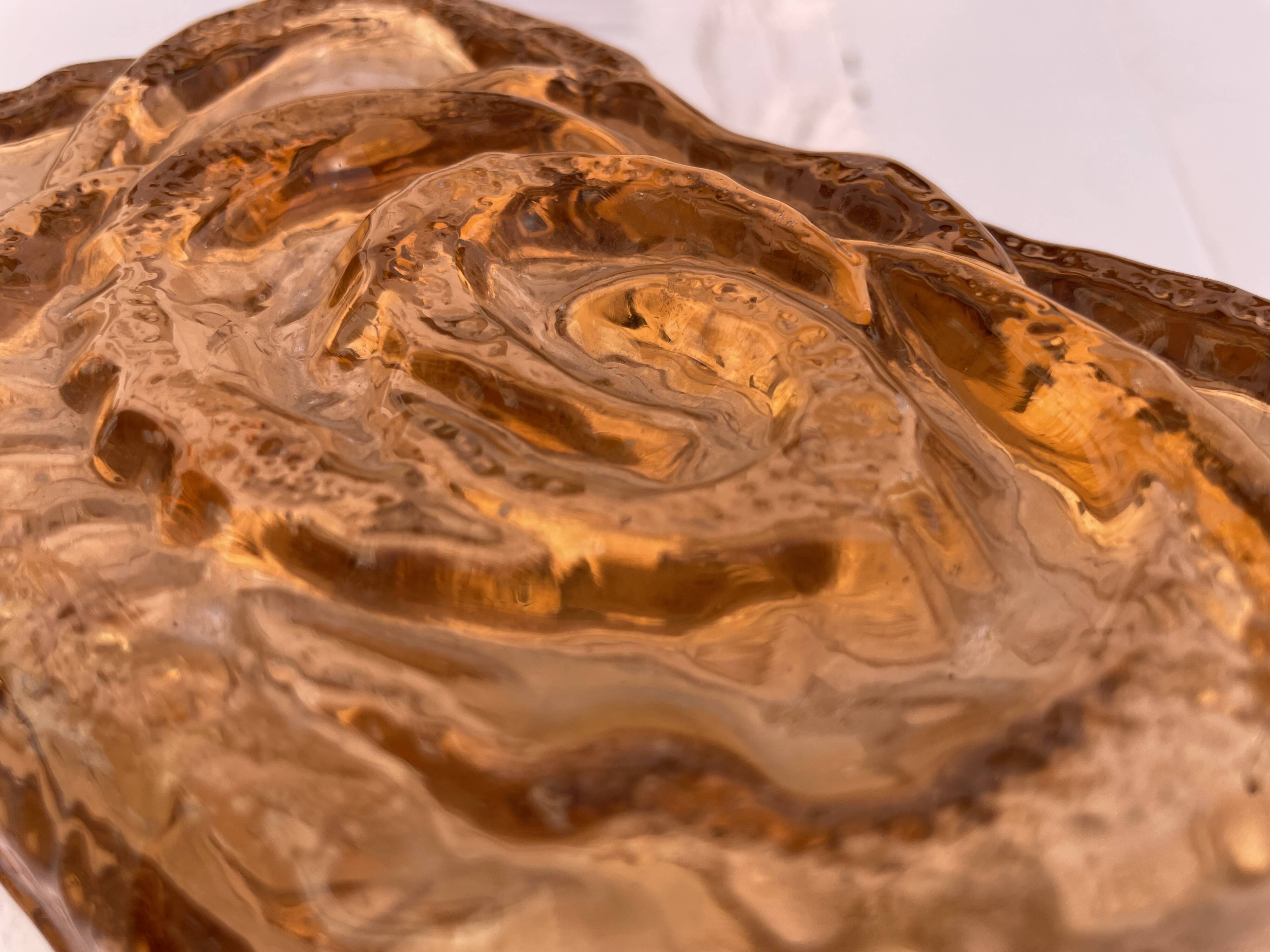 Amber glass rectangular flush mount ceiling or wall light