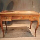 Flat desk in solid cherry wood, Louis XV style.