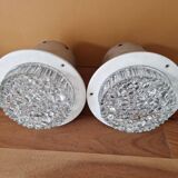 Pair of ceiling lights - Staff Leuchten - In aluminium and moulded glass with a bubble pattern.