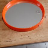 Vintage mirror round plastic orange