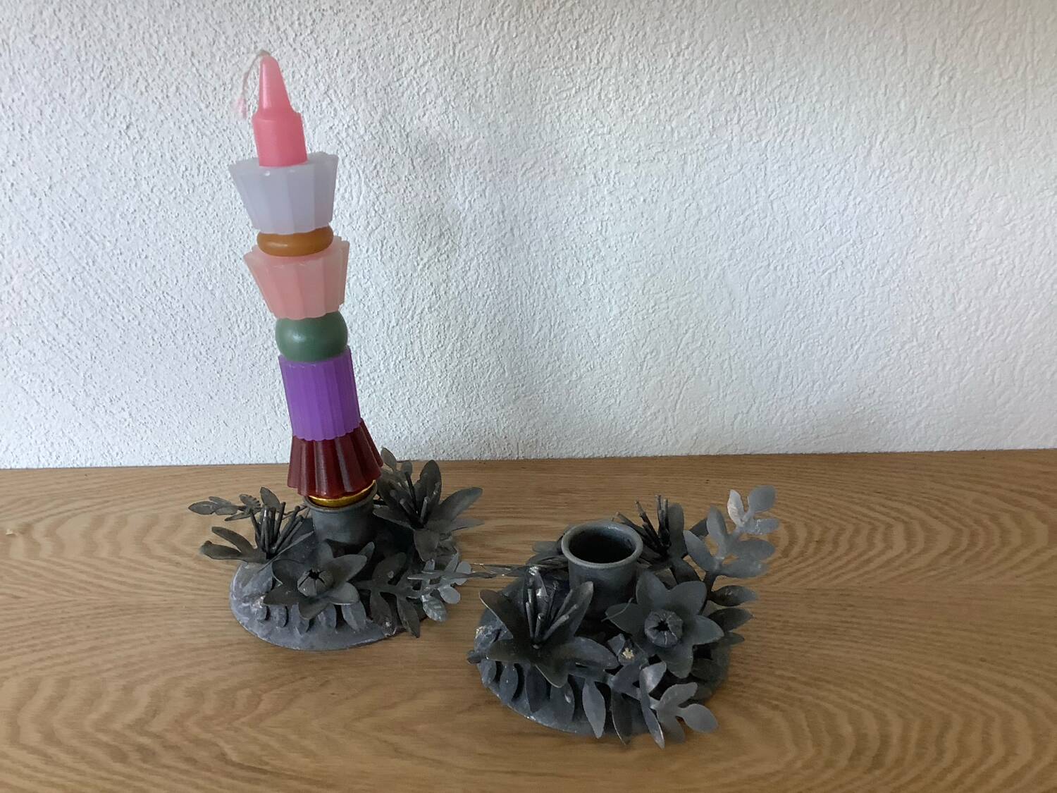 2 vintage flower candle holders