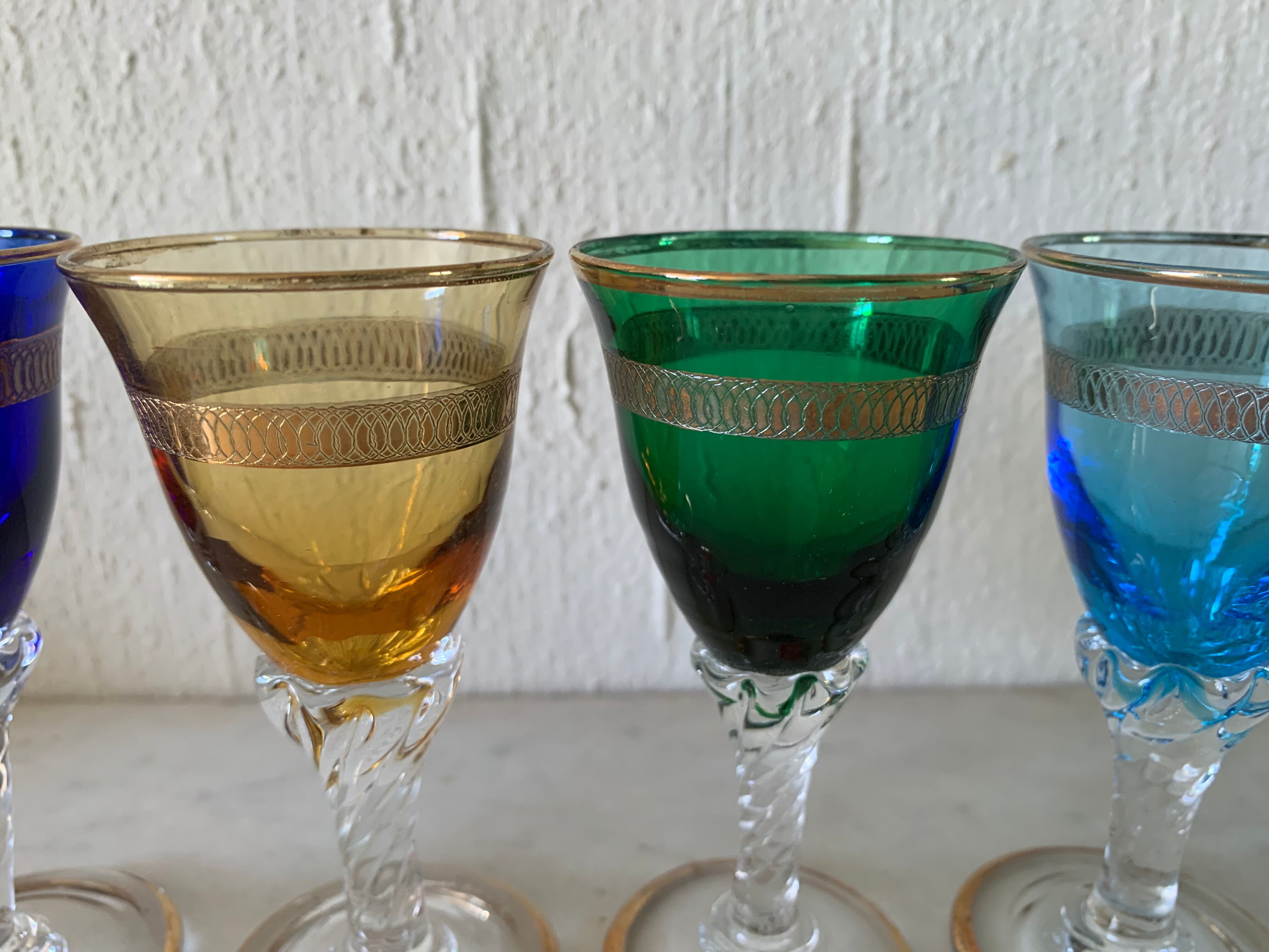 Murano multicolor liquor glasses