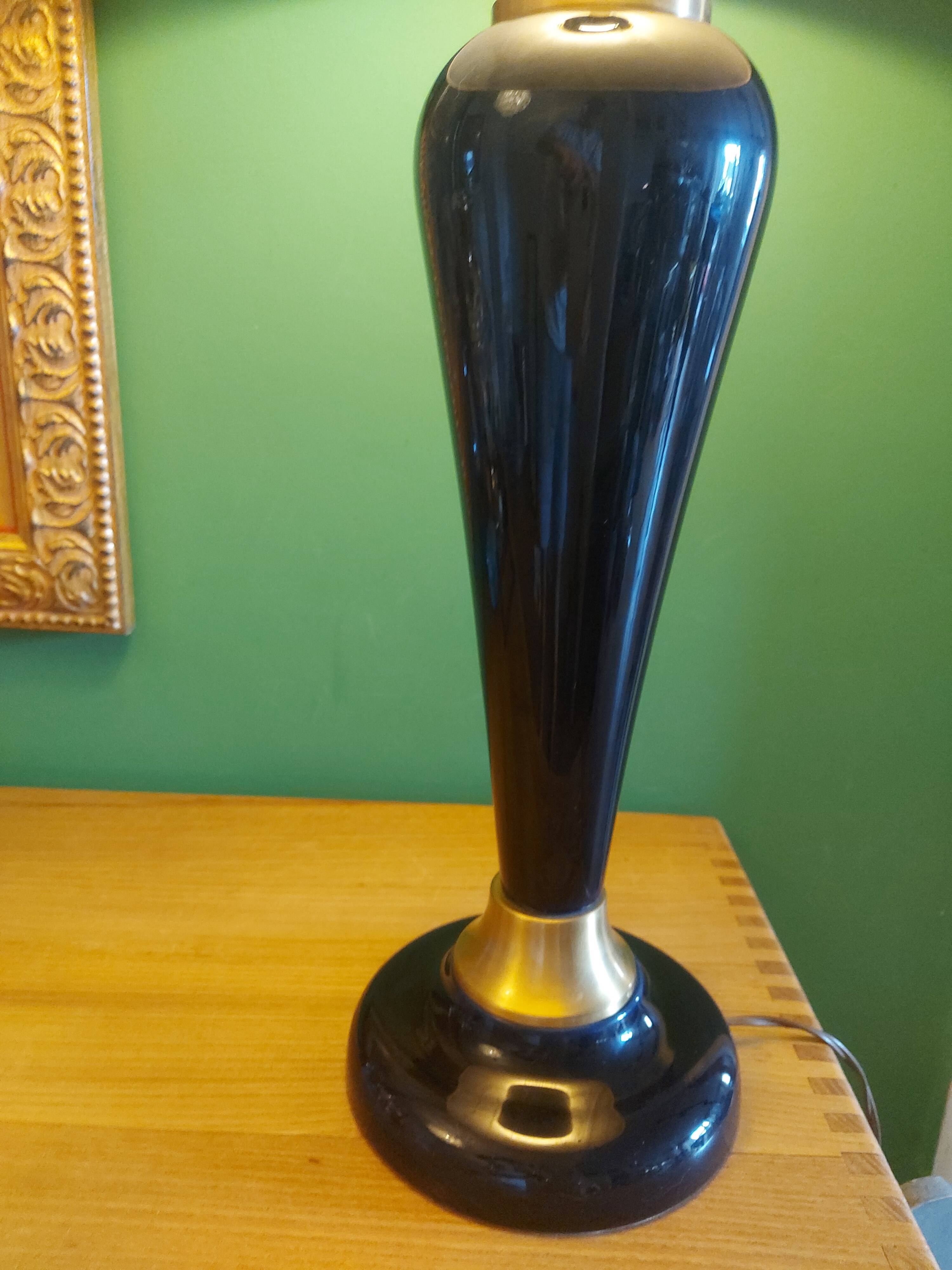 Large cobalt blue ceramic lamp stand