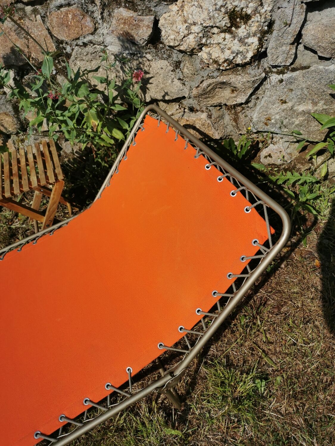 Deck chair, vintage lafuma camp bed