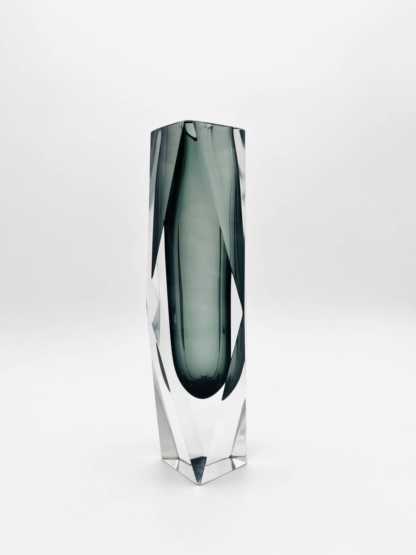 Vase XXL 30cm Murano Sommerso Alessandro Mandruzzato Gris Fumé