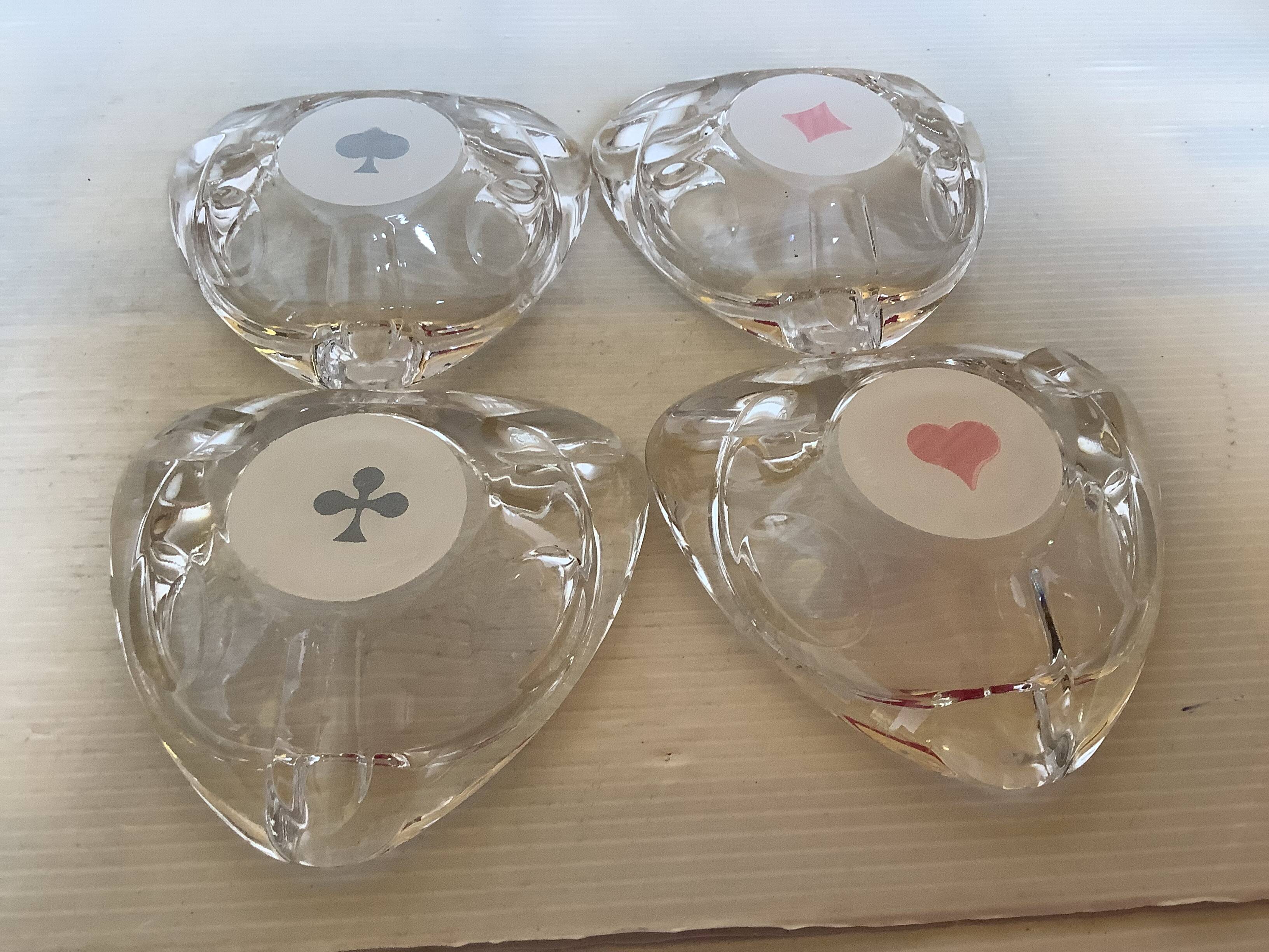 Four ashtrays Reims playing cards spade diamond club heart