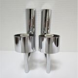 Pair of opaline and chrome wall lamps design 70s