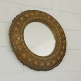 Petit miroir mural vintage en bois sculpté à la main, miroir de ferme fait à la main