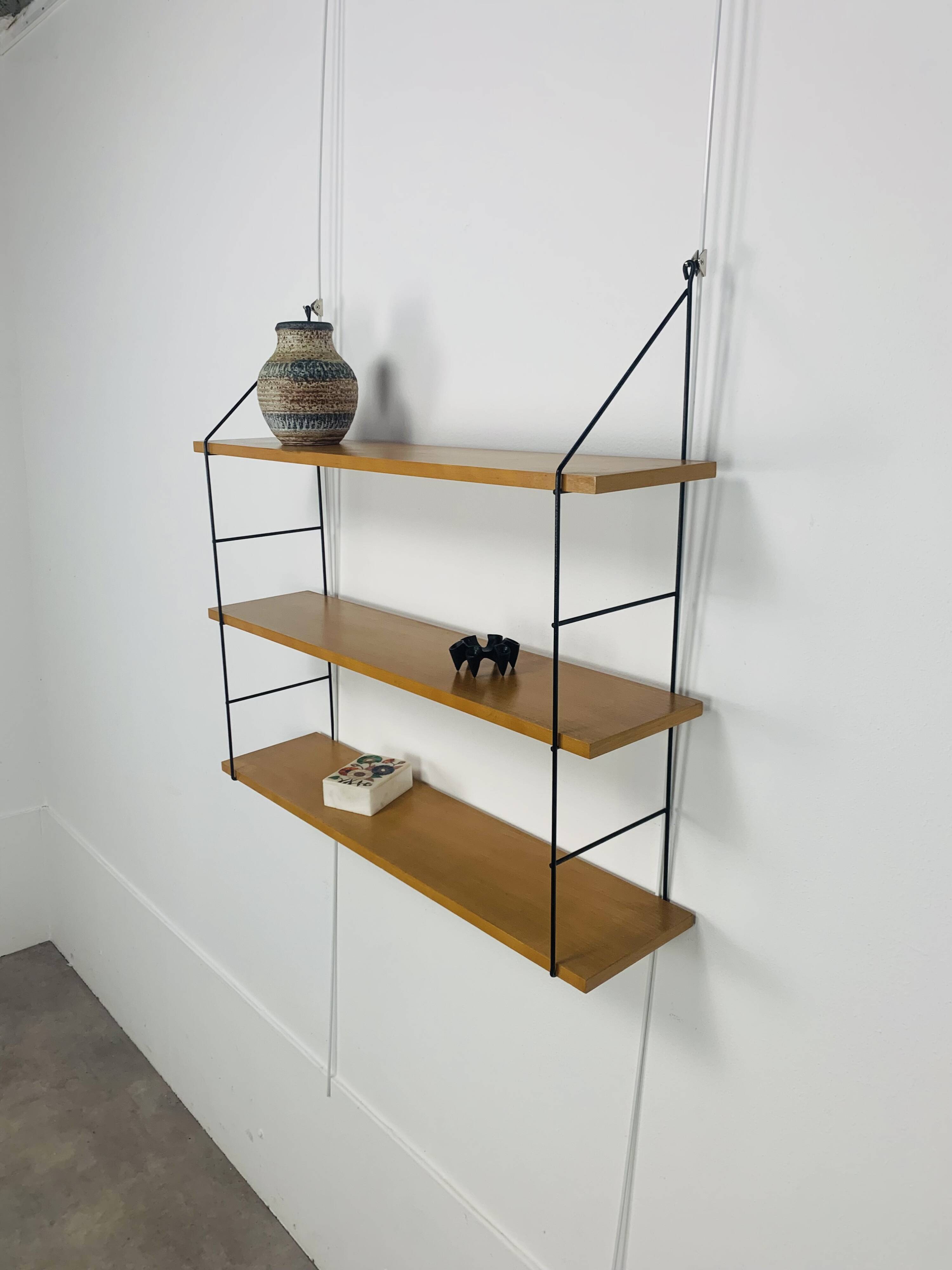 Wooden and metal string shelf, 1960s