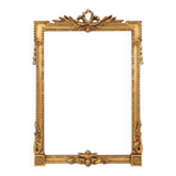 Miroir mural en bois sculpté et doré, très décoré, Belgique vers 1950