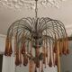 Vintage 1970s brass and Murano glass chandelier
