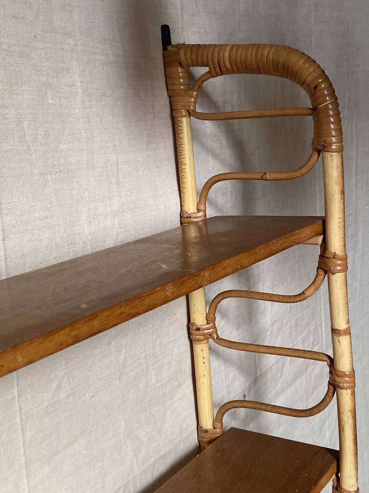 Rattan wall shelf, 1960s