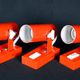 1970's Red and White Metal Spots Light, France - Set of 3