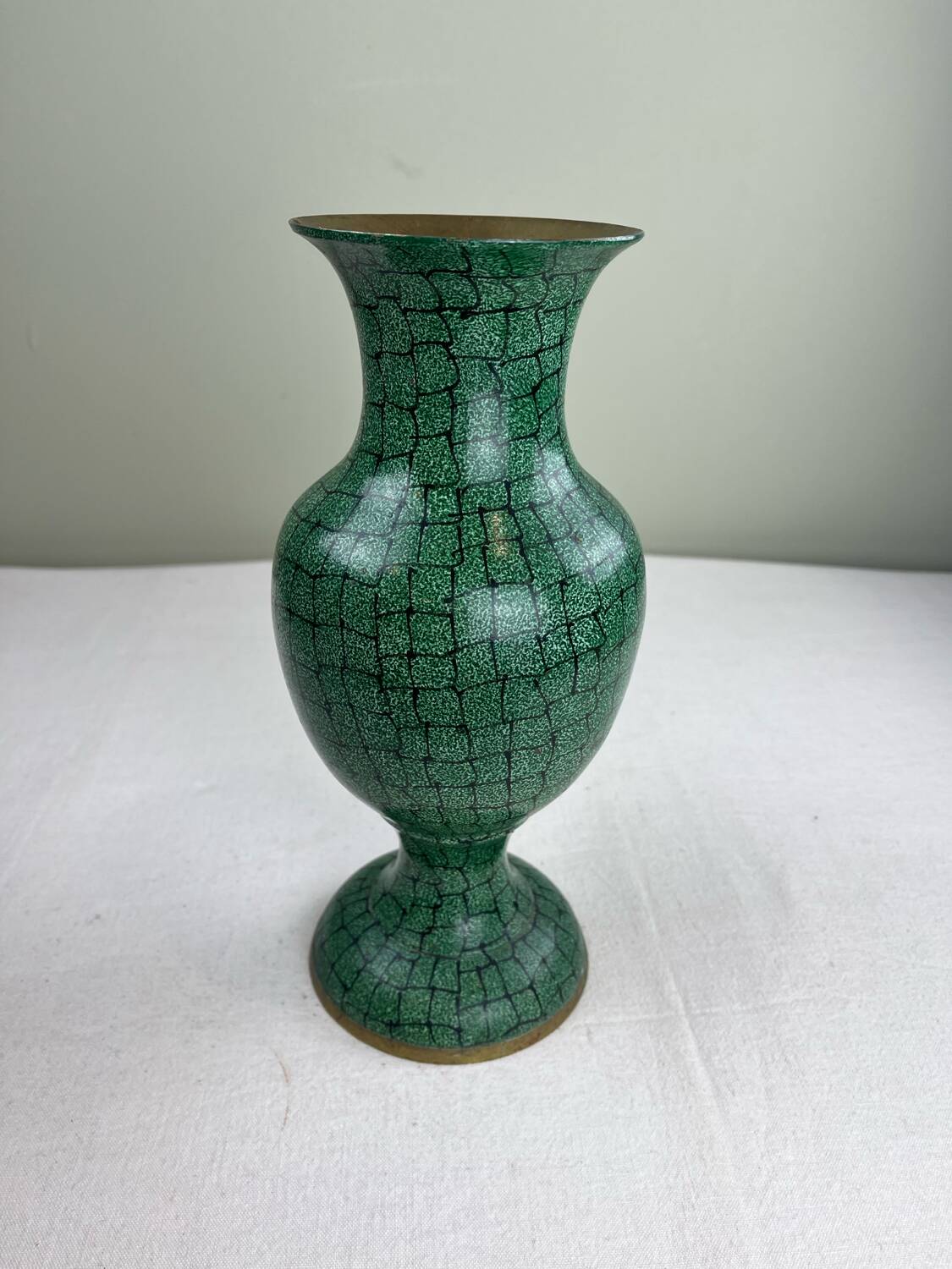 Decorated brass vase
