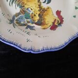 Flat plate No. 4 The Roosters signed Lunéville Keller & Guérin diam. 25.5c