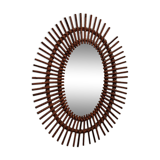 Large oval bamboo rattan sun mirror