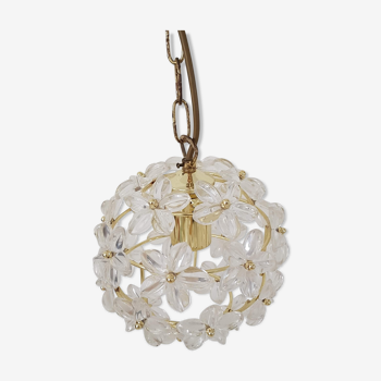 Suspension boule fleurs style seventies