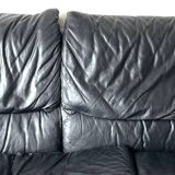 Canapé vintage en cuir noir