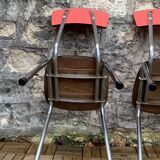 Pair of red Formica chairs Roc 1960