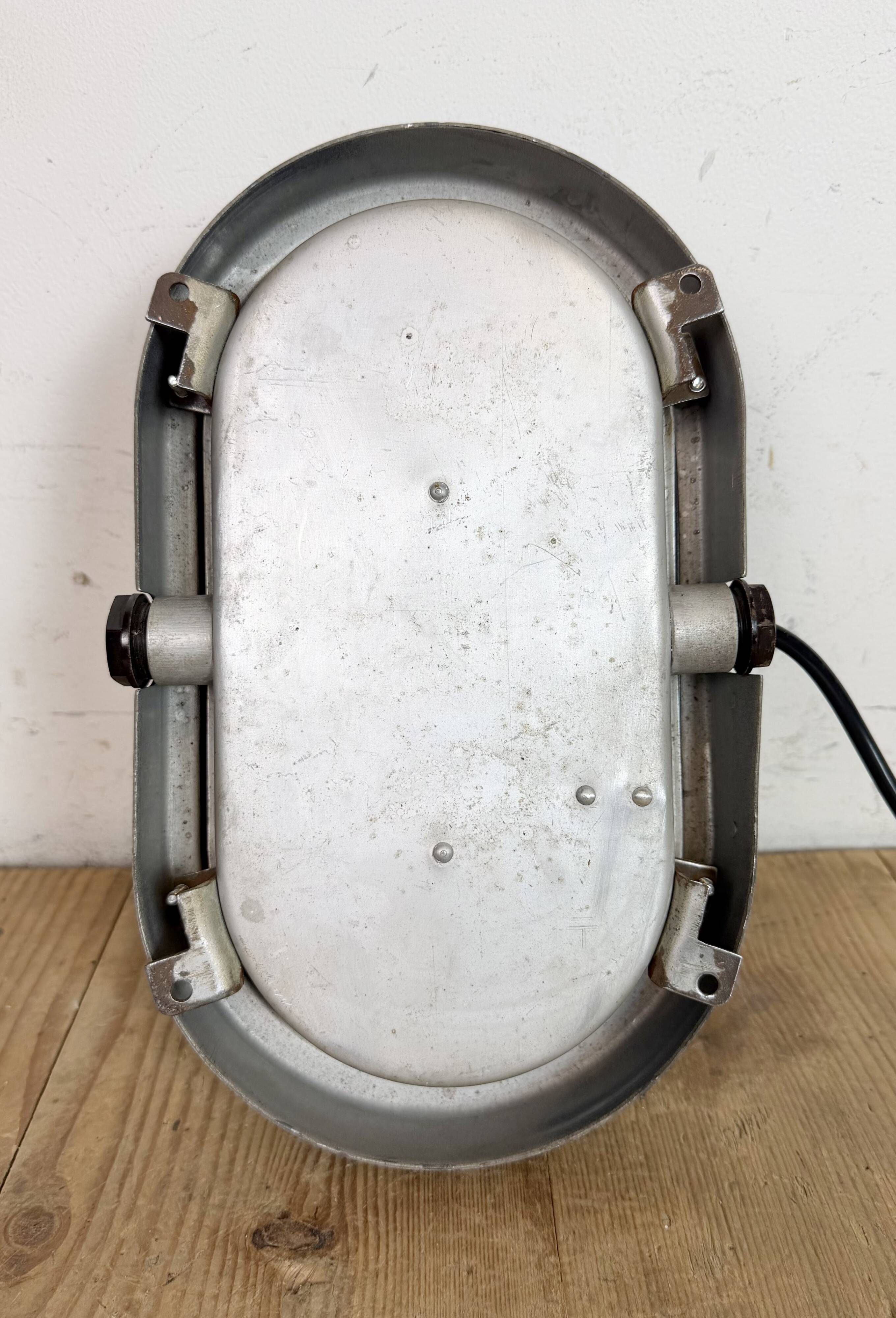 Industrial Grey Wall Light with Milk Glass, 1970s