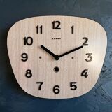 Vintage clock formica silent wall clock "Beroz beige wood"