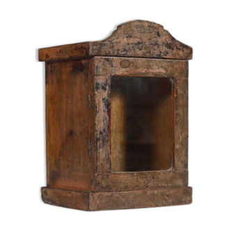 Vitrine murale petite ancienne boite a horloge patine d'origine inde