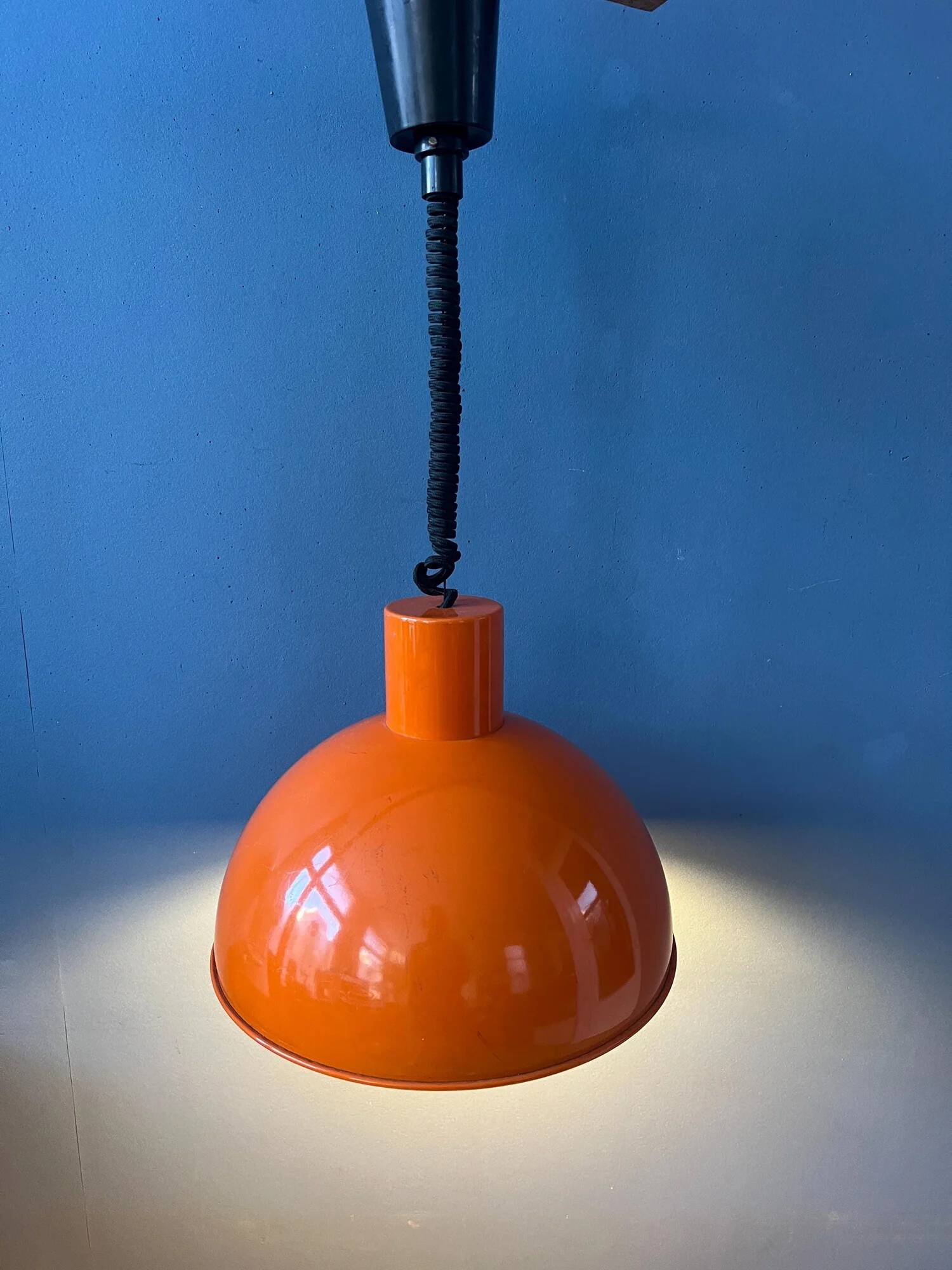 Orange Fog & Morup enamel pendant lamp by Joe Hammerborg
