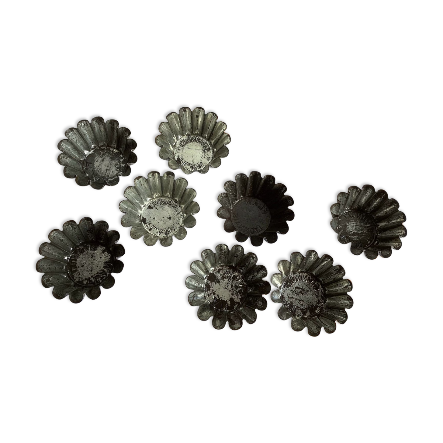 Lot de 8 anciens moules Flan Lyonnais -vintage