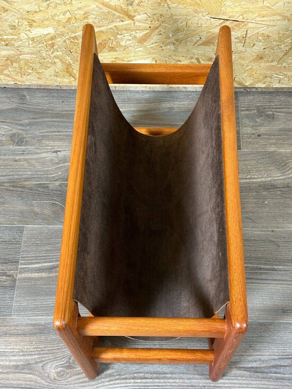 60s 70s newspaper holder Aksel Kjersgaard made of teak & leather