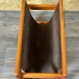 60s 70s newspaper holder Aksel Kjersgaard made of teak & leather