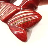 Lot of 2 Art Deco Ceramic Deer in Burgundy and Gold France