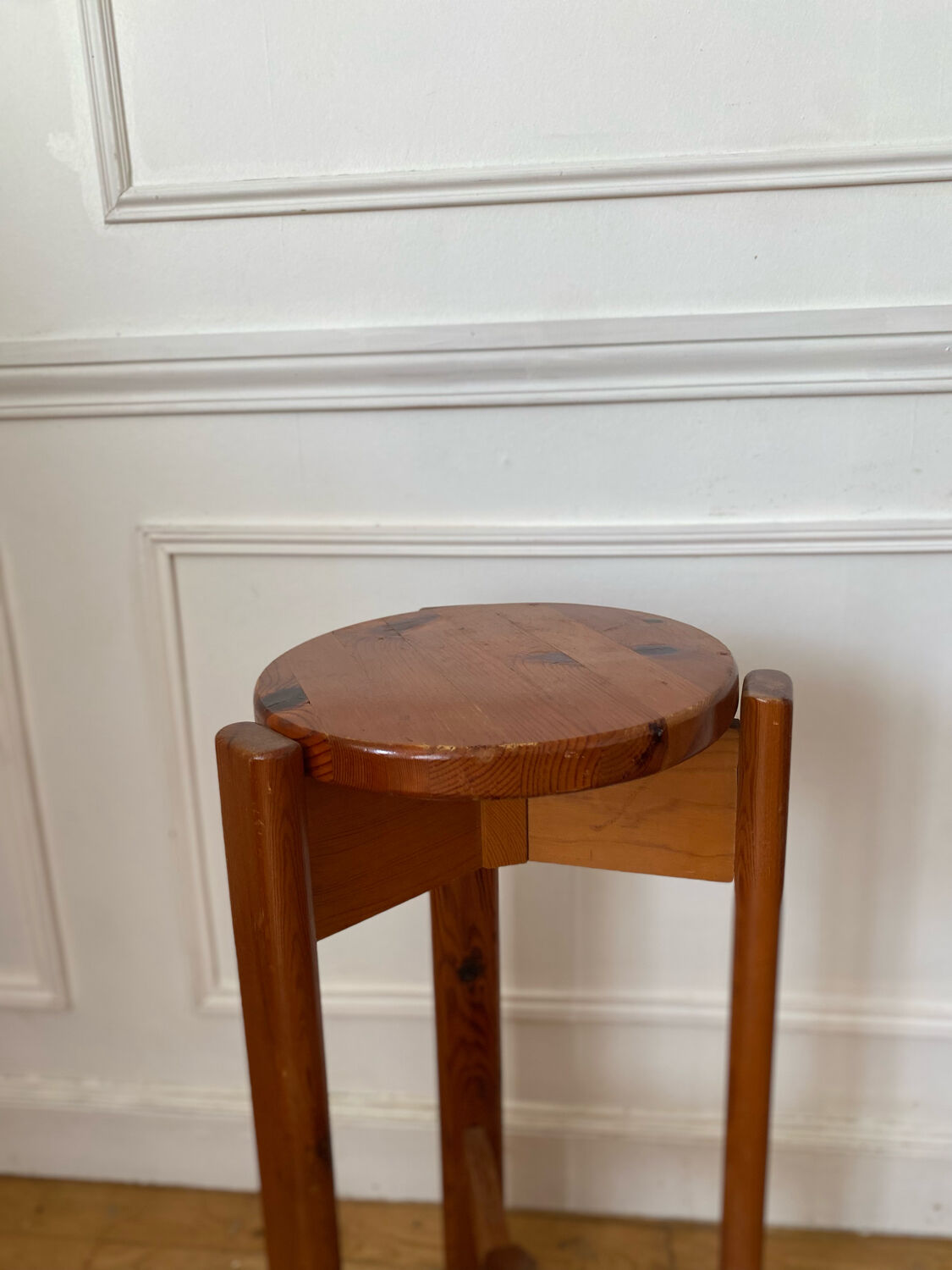 Pair of vintage pine top stools
