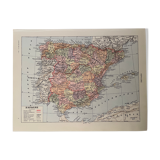 Lithograph map of Spain from 1928