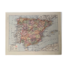 Lithographie carte de l'Espagne de 1928