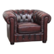 Grand fauteuil club Chesterfield en cuir de vachette rouge foncé