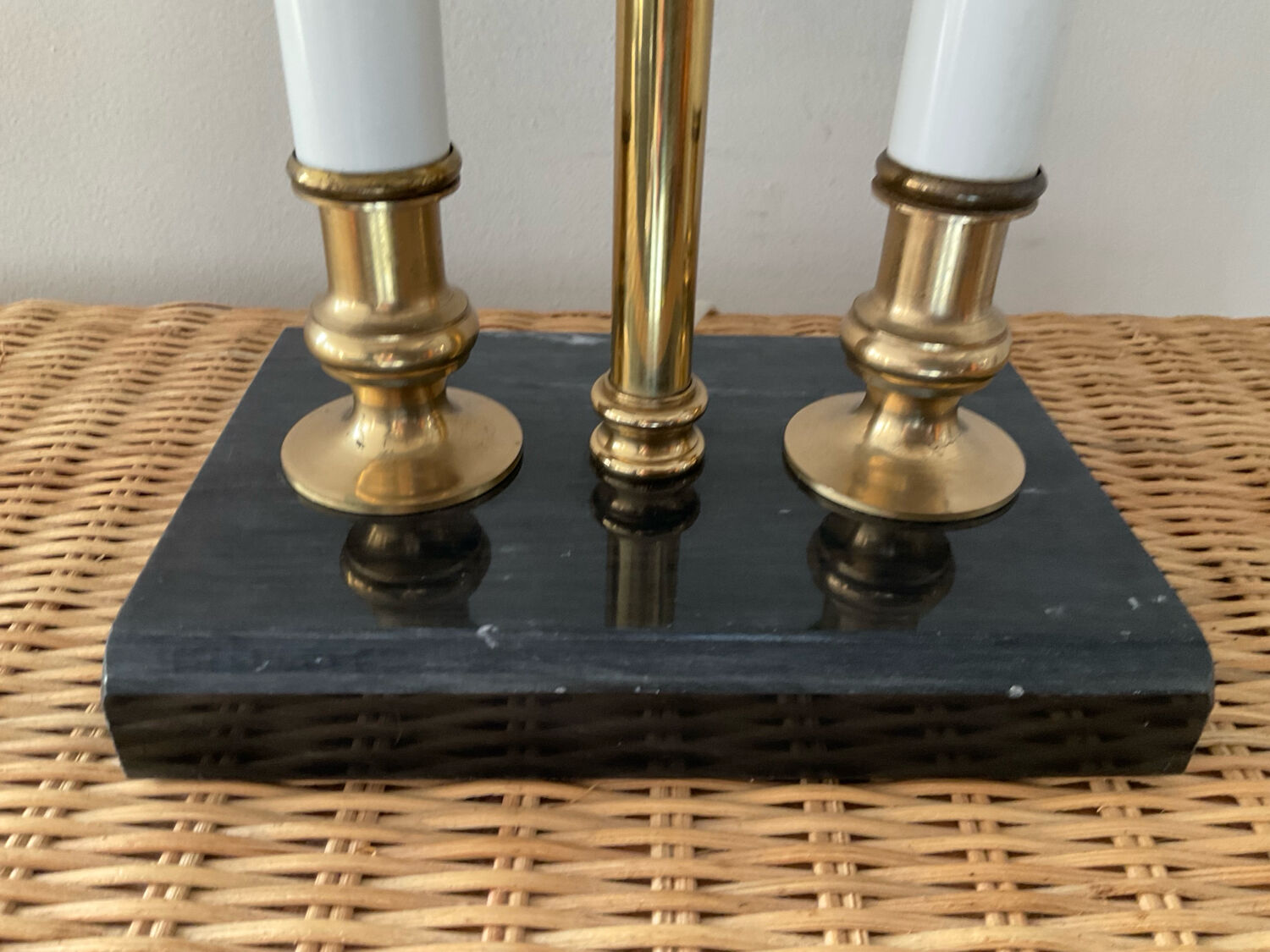 Lampe bouillotte vintage en marbre et laiton