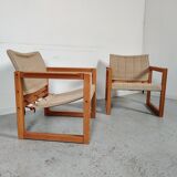 Paire de fauteuils "safari" en pin par Karin Mobring années 80
