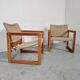 Pair of pine "safari" armchairs by Karin Mobring, 80s