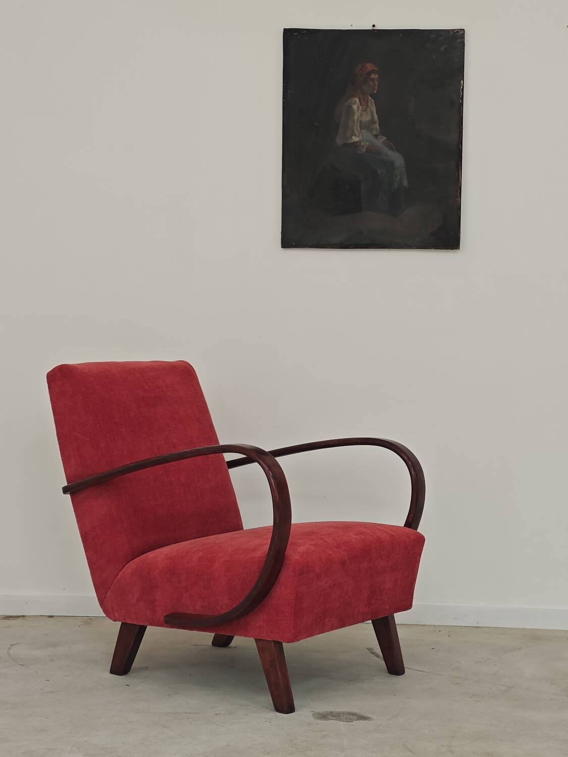 H410 Type C Powder Pink Armchair by Jindrich Halabala for Thonet 1930