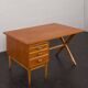 Teak and oak double-sided desk with X-shaped legs