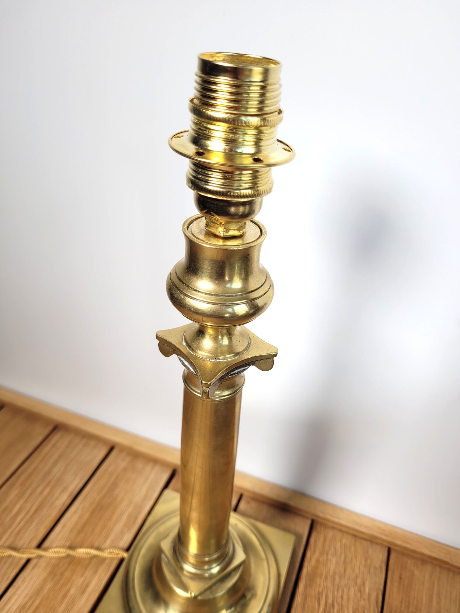 Golden brass candlestick lamp foot