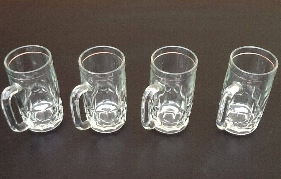 1970s 4 Beer mugs Molded glass France