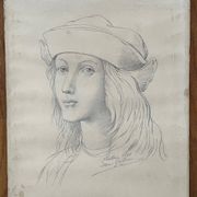 Painting: Drawing - portrait of a woman, late 19th century