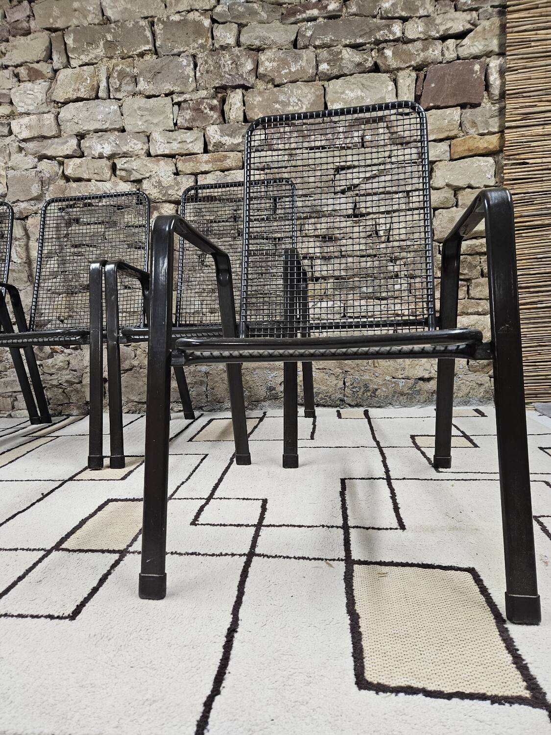 Lot 4 fauteuils vintage 1970" jardin terrase