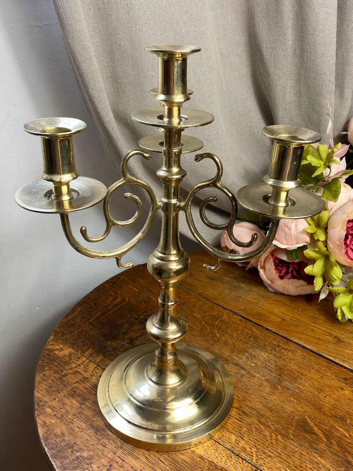 Candlestick, four-light brass candelabra